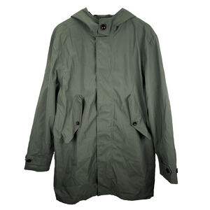 Pretty Green Mens Army Green Hooded Whiteley Rain Parka Jacket Size L Pockets